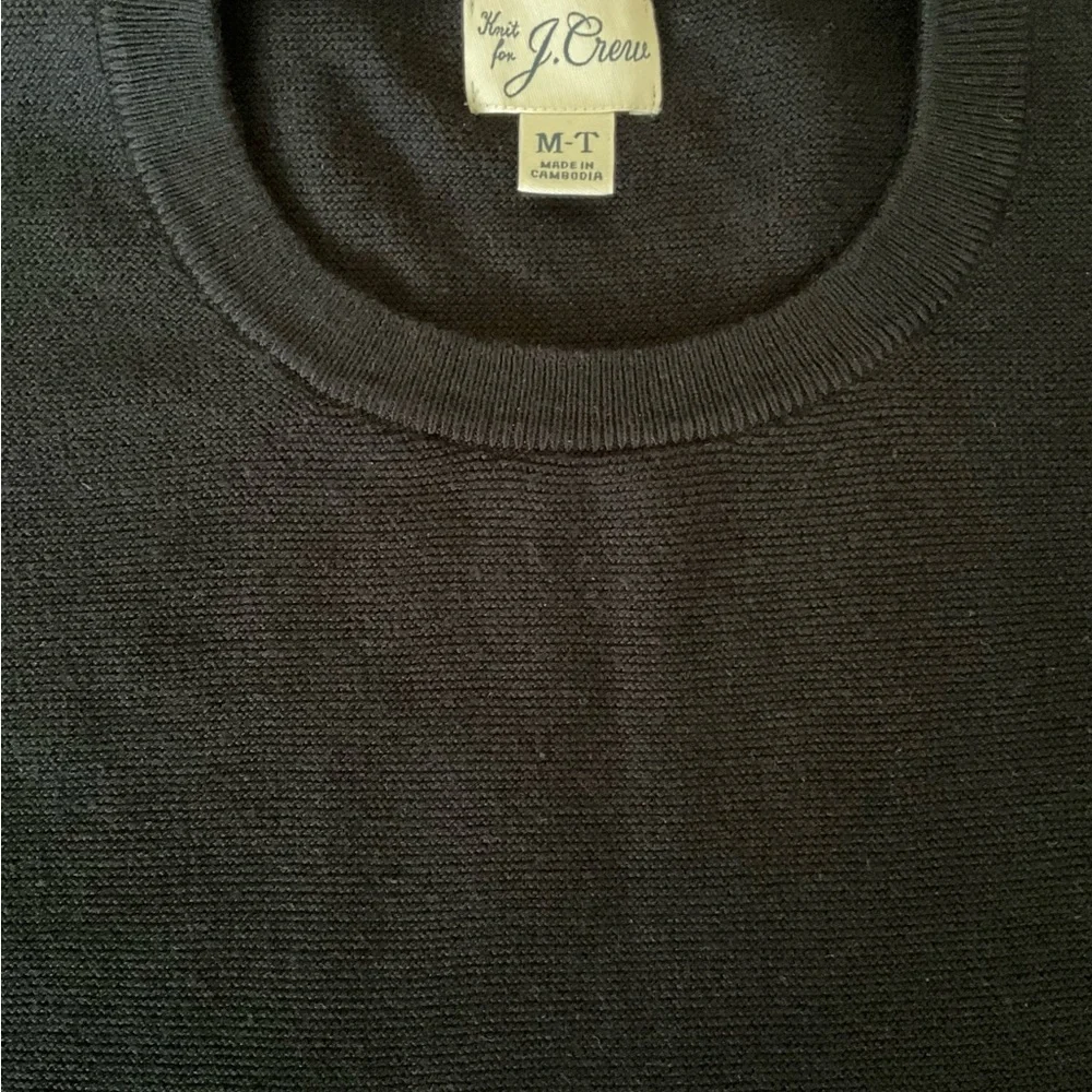 J. Crew Cotton Crewneck Sweater in Garter Stitch Black Size MT NWOT, Preppy - Picture 5 of 14